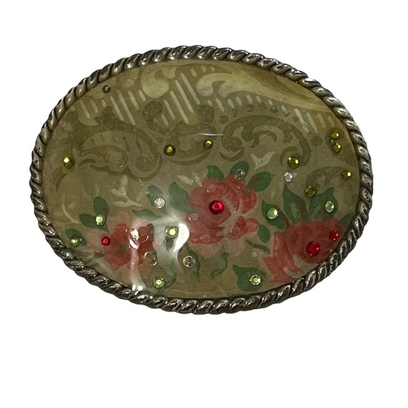 d.l. rhein Los Angeles Handmade Floral Belt Buckle southwestern rodeo stagecoach - Picture 2 of 10